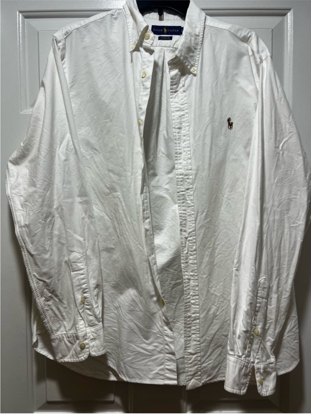 Ralph Lauren White Long-Sleeve Button-Down Oxford Shirt